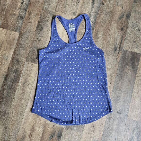 Nike Dri-FIT Women’s Running Set –Size Small – Blue Polka Dot Tank & Green Short - Picture 3 of 7